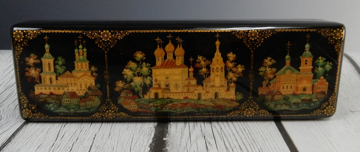 Russian Lacquer Box Kholui Jewelry Trinket Hand Painted Box
