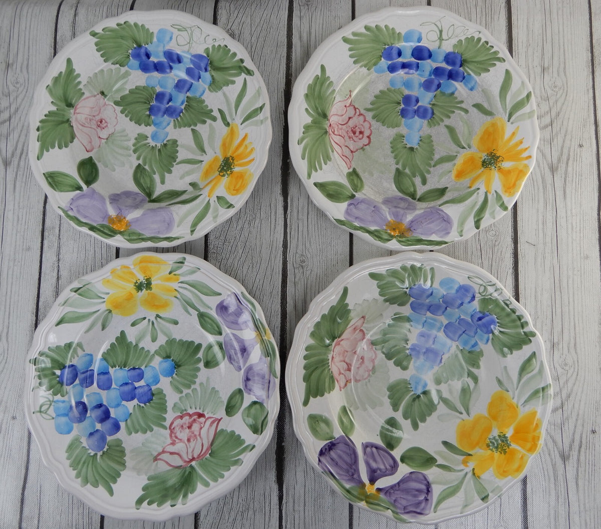 Set Of 4 Fortebraccio Ceramiche Italy Flora 10-1/4" Pasta Bowls