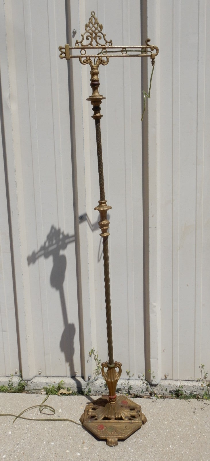 Antique Cast Iron Bridged Ornate Floor Lamp 61-1/4" Tall Needs Repair