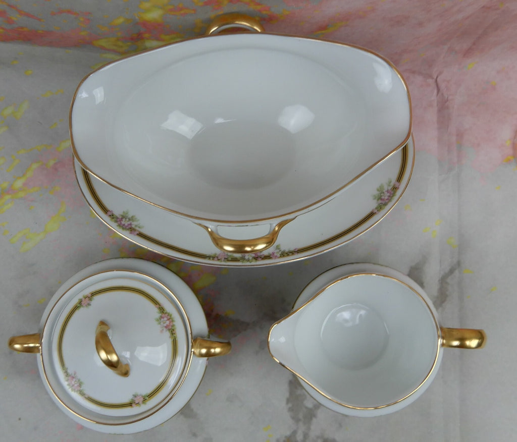 Vintage Tirschenreuth Bavaria Kingston Creamer,Sugar Bowl,Gravy Boat