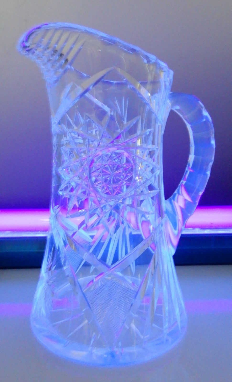 Antique American Brilliant ABP Heavy Crystal Cut Glass Pitcher  9"