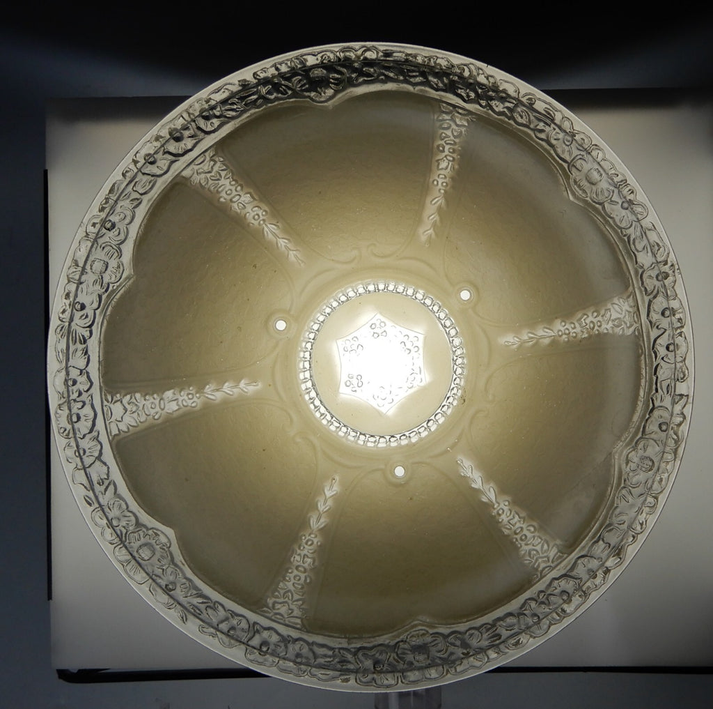 Art-Deco Glass Ceiling Shade Clear and White Chains not Included