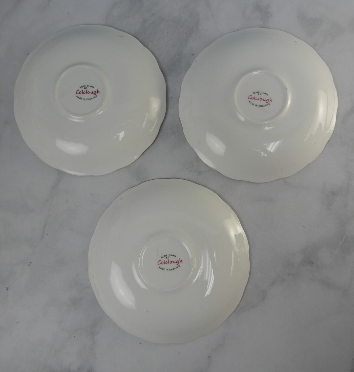Set of 3 Colclough Bone China Pink Color Water Lily Teacups & Saucers