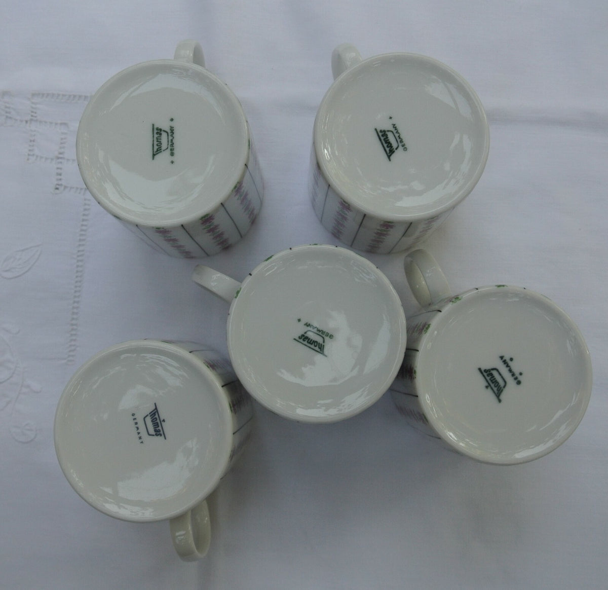 Thomas Germany Mid Century  Coffee Pot and 4 Cups and Saucers White Porcelain