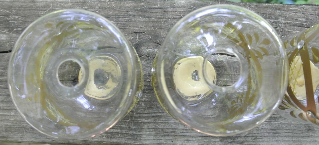 Vintage Set of 4 Glass Hand Painted Tea Light Candle Holders