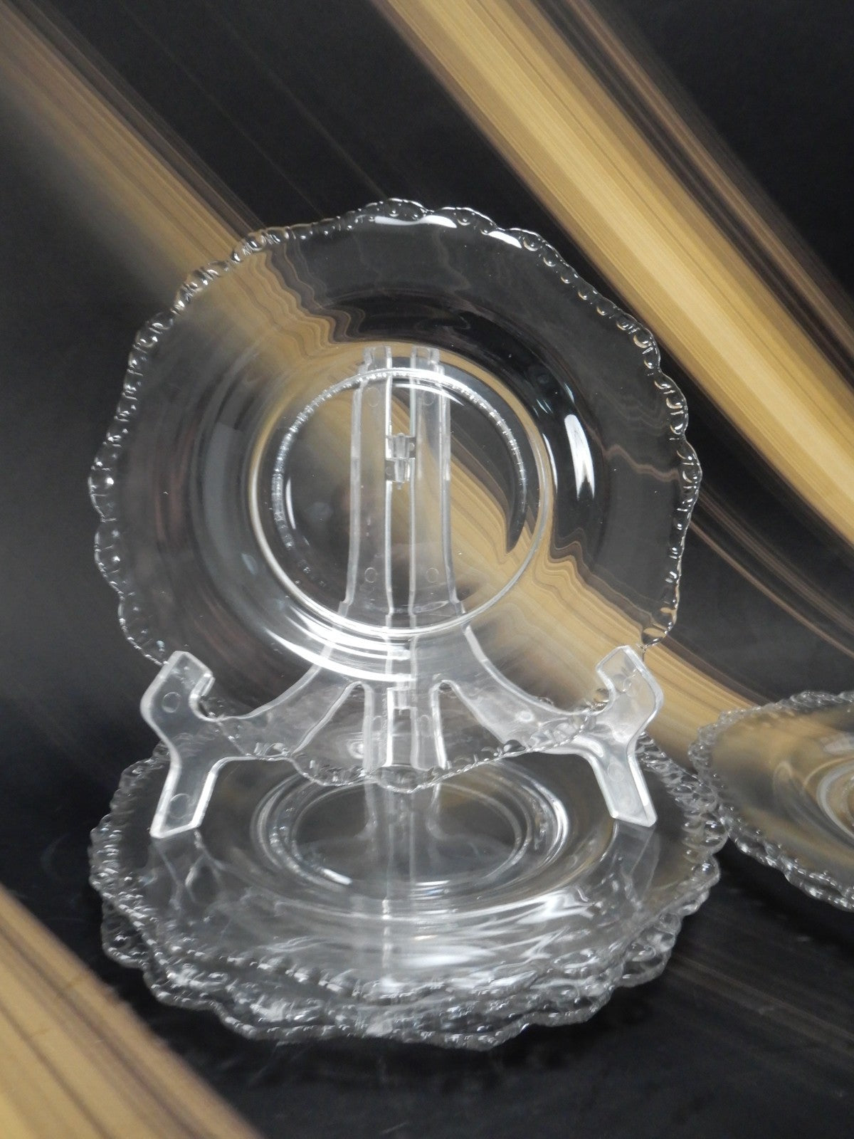 Set Of 6 Vintage Clear Cambridge Glass "GADROON" 8-1/2" Salad Plates