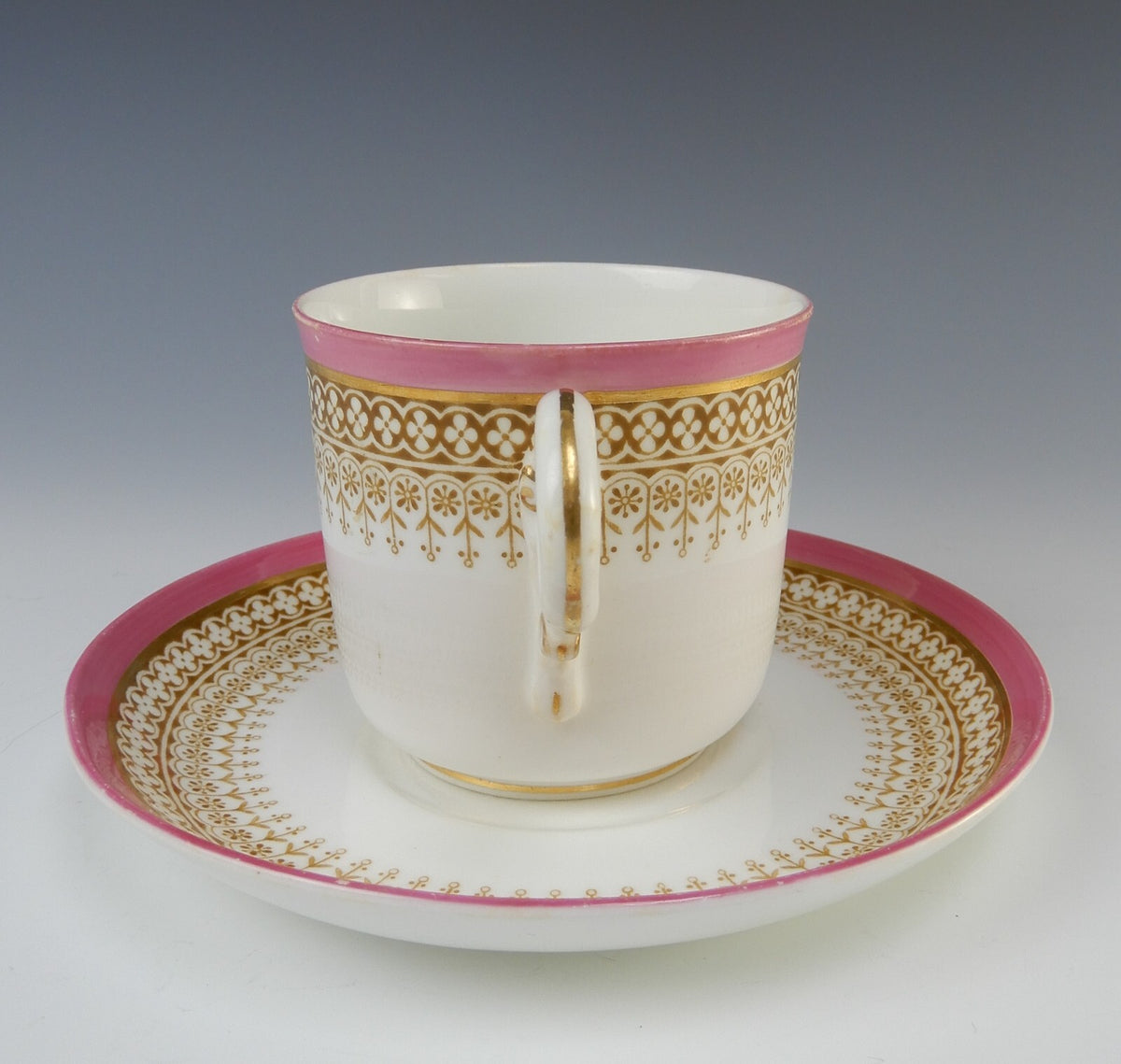 Antique Royal Worcester Floral Small English Cup and Saucer