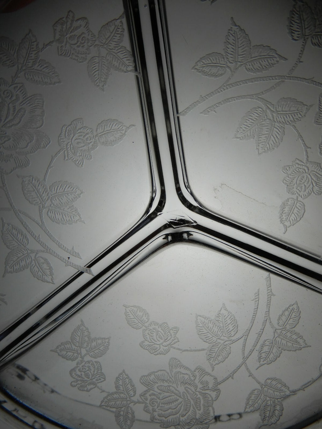 Vintage Heisey Rose Patten Relish Condiment Tray