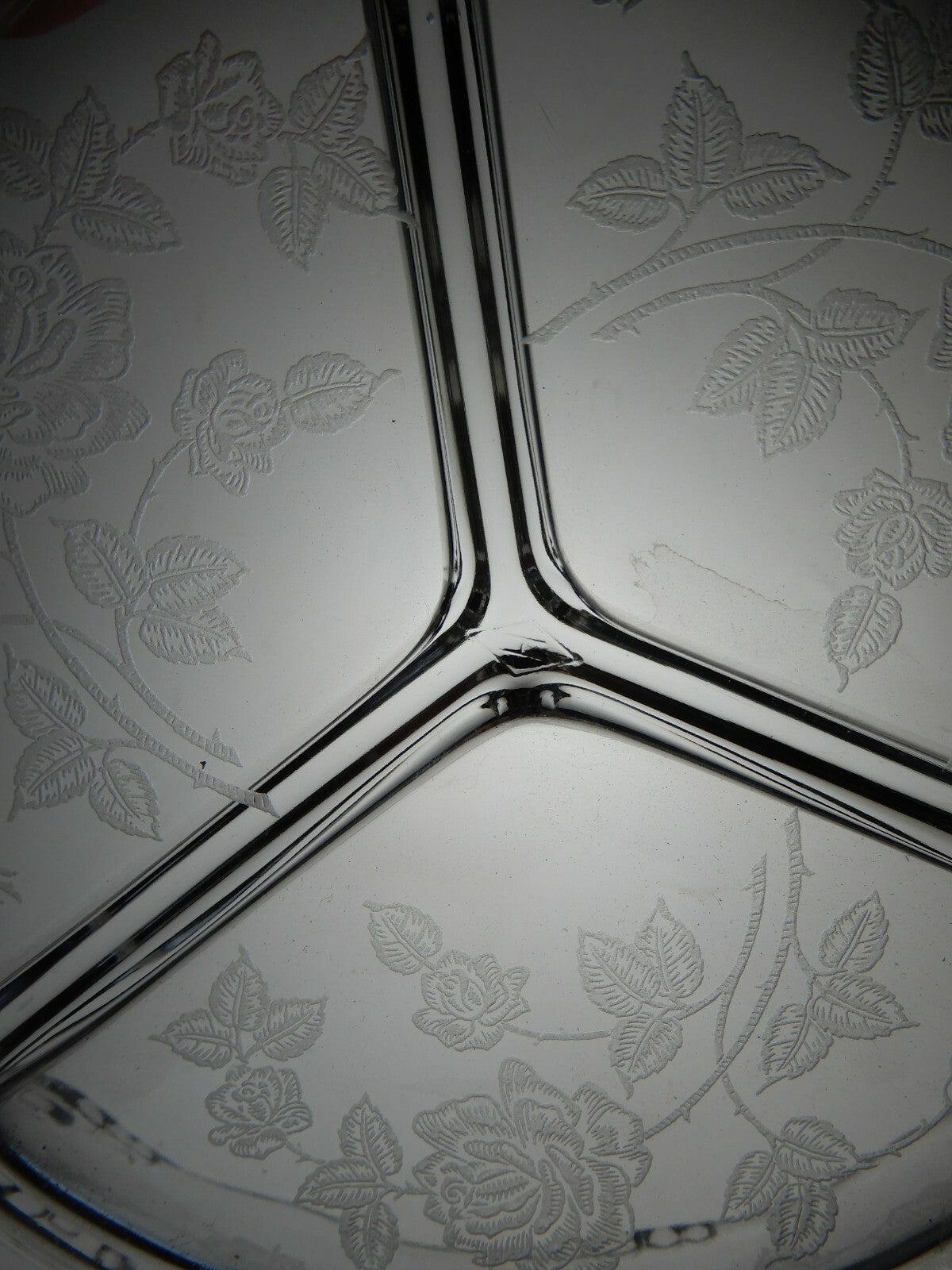 Vintage Heisey Rose Patten Relish Condiment Tray