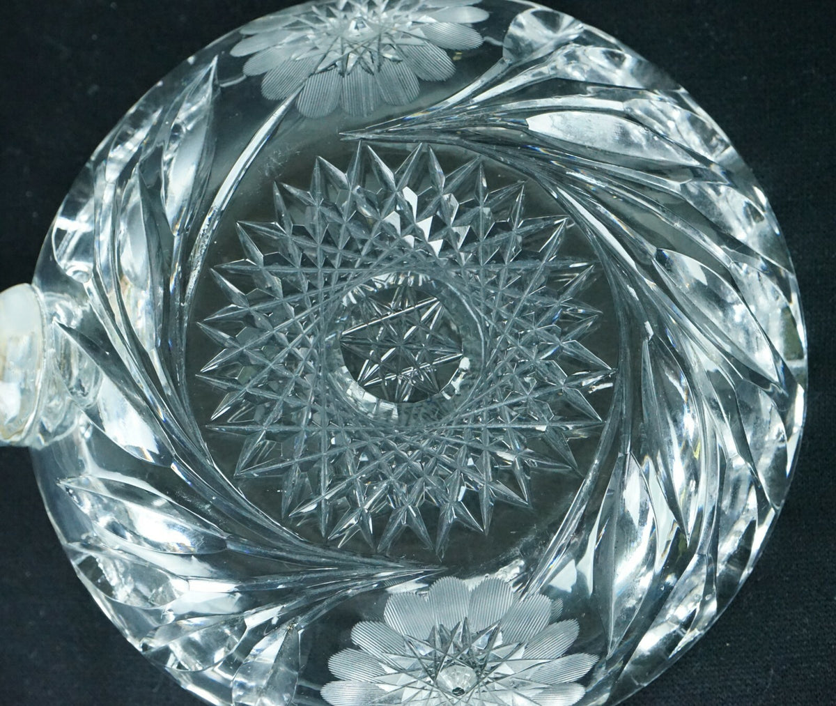 Vintage Nappy Hand Cut Glass Handled Candy Nut Dish Home Decor