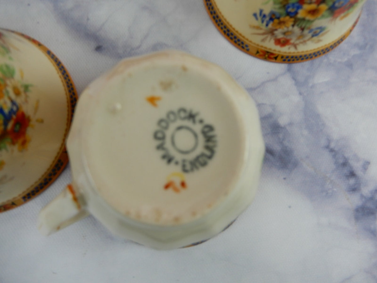 Set of 5 Vintage John Maddock & Sons "Meadow Flowers" Small Cup and Saucers