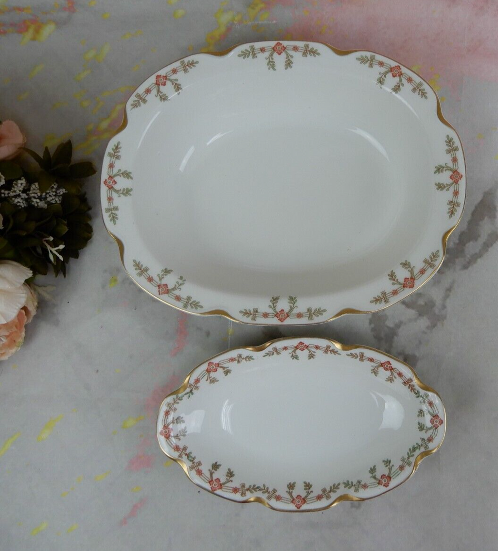 Vintage Haviland Limoges Schleiger 580 Pattern Serving Bowl And Relish Dish