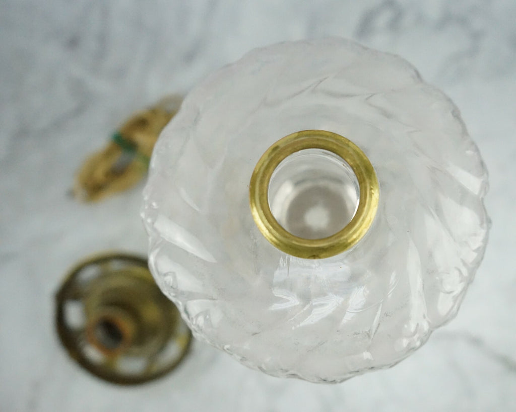 Vintage Embossed Clear Glass Oil Lamp-Hurricane Electrify