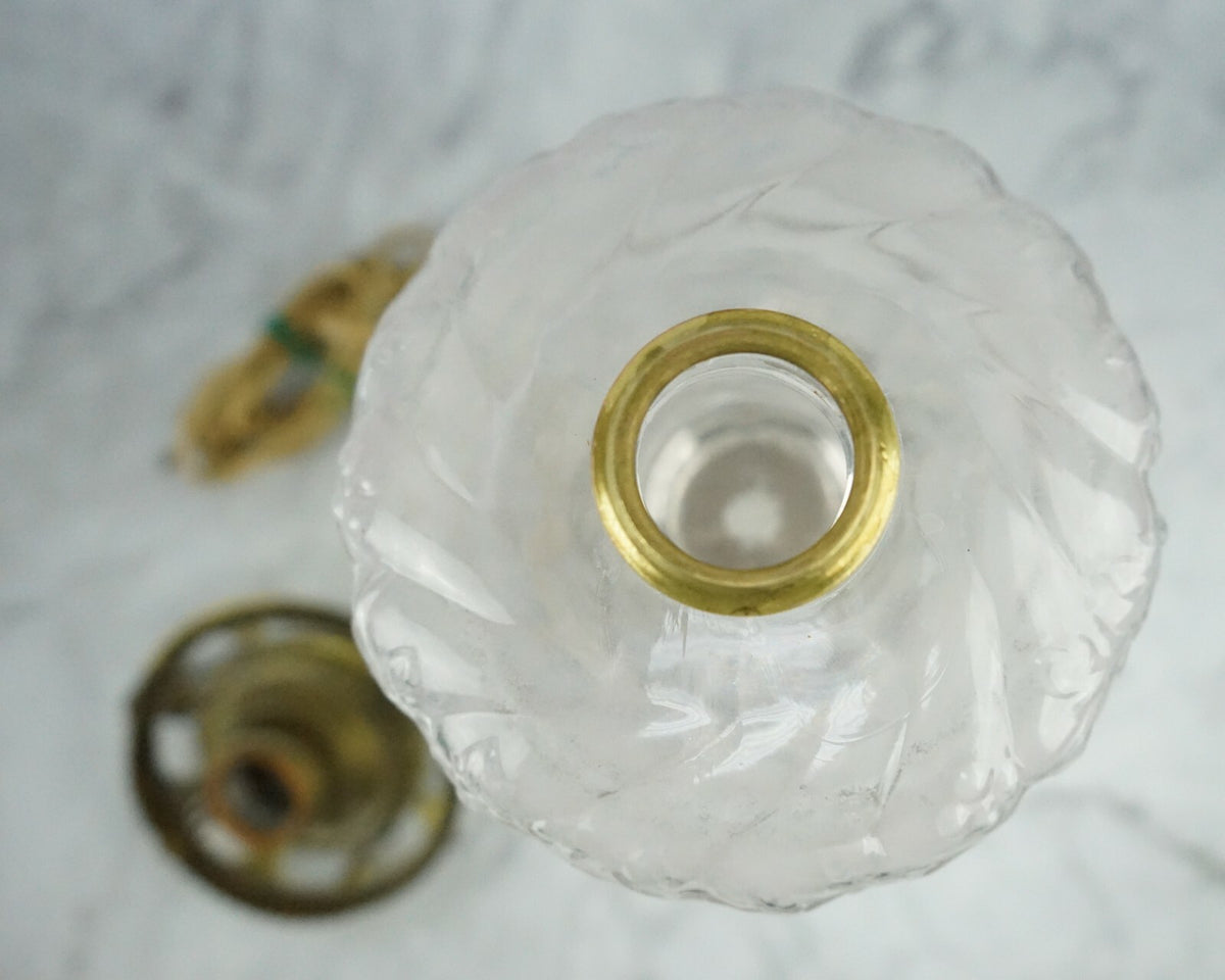 Vintage Embossed Clear Glass Oil Lamp-Hurricane Electrify