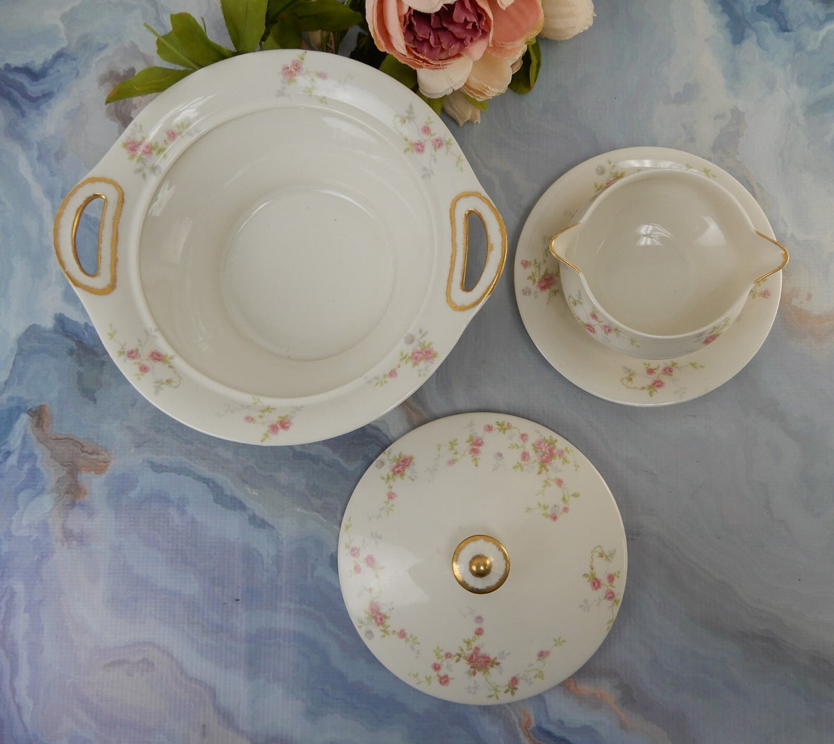 Vintage Theodore Haviland New York "Touraine" Tureen and Gravy Boat