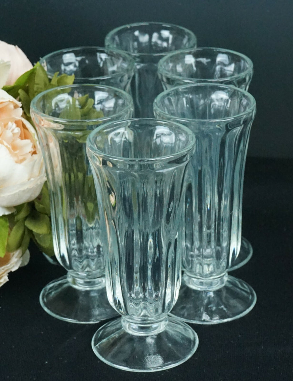 Set of  6 Glass Small Sundae Glasses Decorative Collection