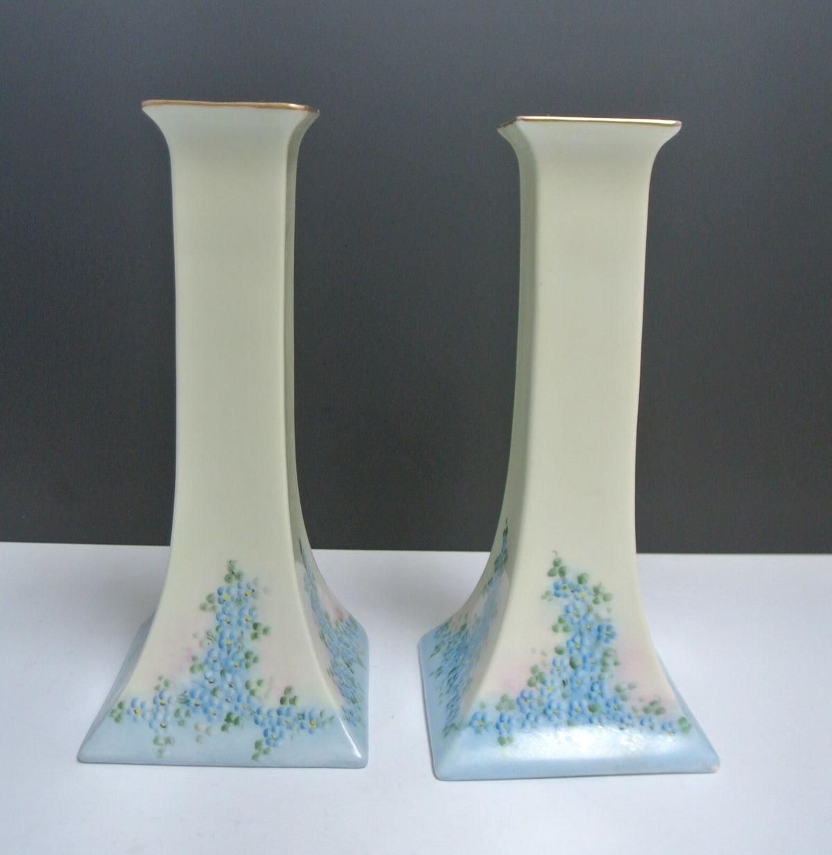 Oscar&Edgar Gutherz(O. &. E. G)Royal Austria Hand Painted Candle Holders 8-3/4"