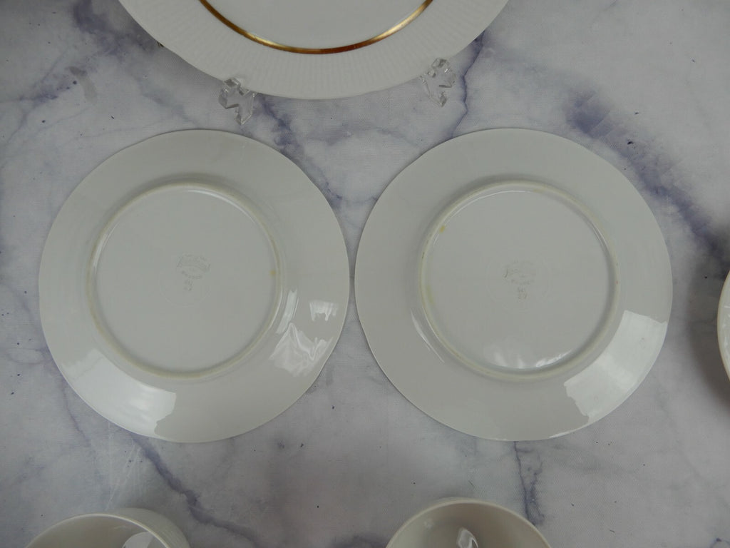 Rorstrand Sweden Swedish GRACE White & Gold 2 Cups & Saucers w/3 Dessert Plates