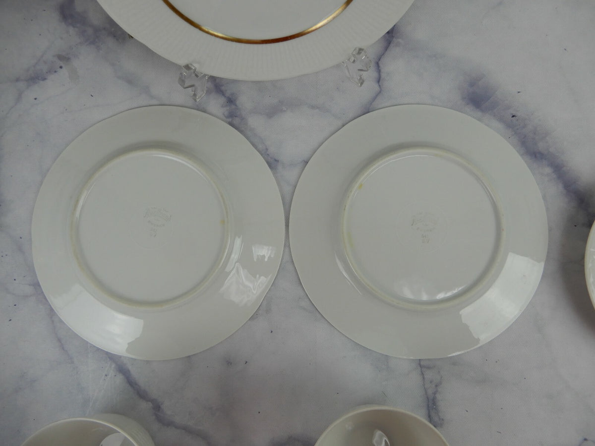 Rorstrand Sweden Swedish GRACE White & Gold 2 Cups & Saucers w/3 Dessert Plates