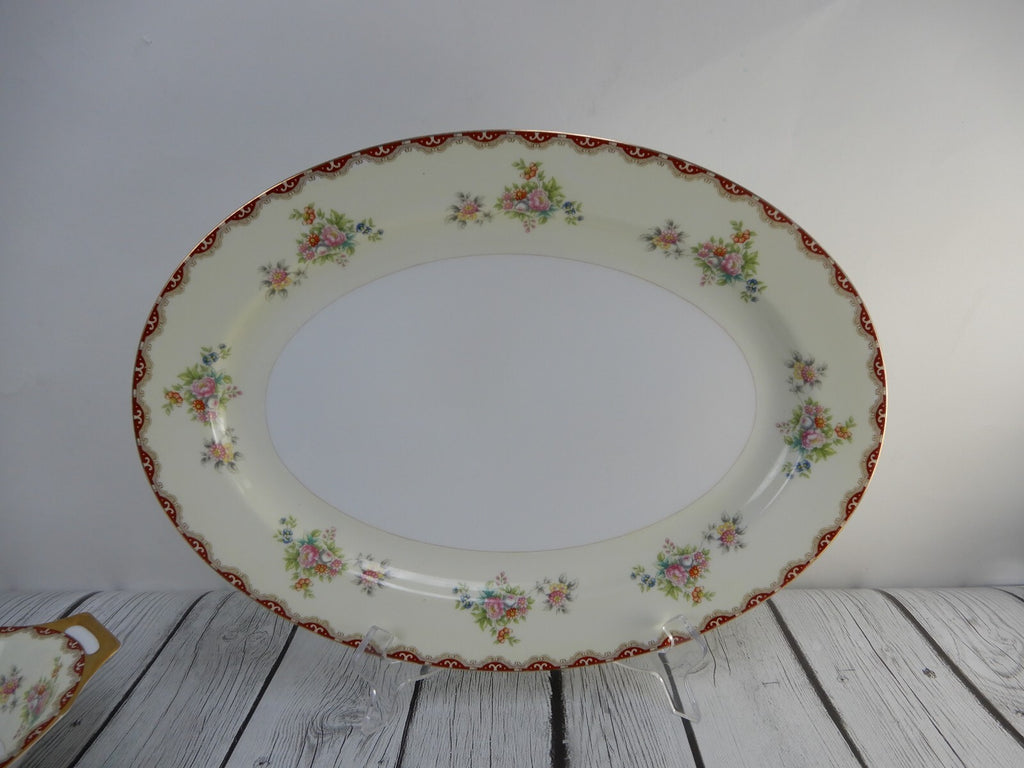 Set of 3 Pc. Meito China Floral Japan Platter,Serving Bowl,Gravy Bowl WITH CHIPS