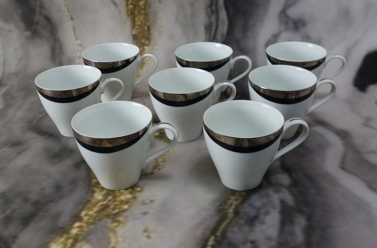 8 Replacement Cups Mikasa Platinum Fascination Pattern Made in Japan NO SAUCERS
