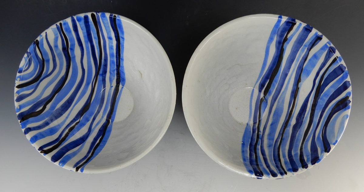 Two Zanolli Italian Hand Painted Bowls, Blue And White