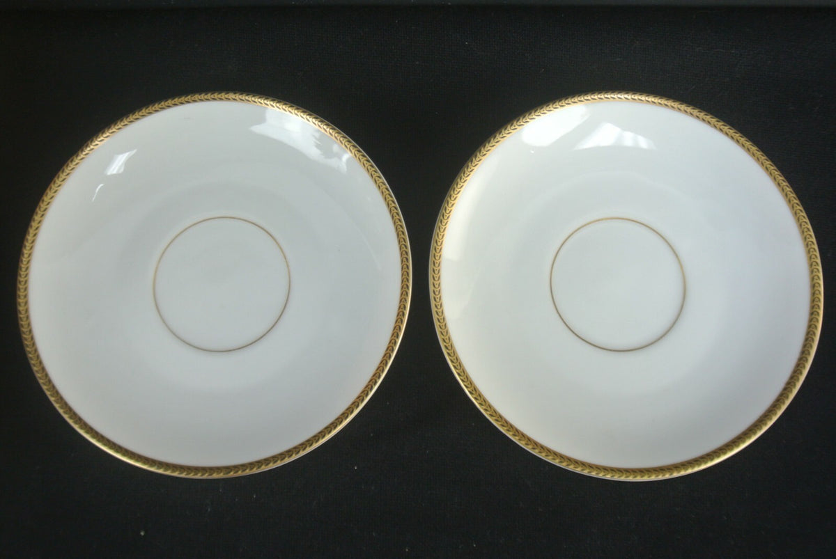 Vtg Edelstein Bavaria Teacup And Saucer Gold And Black Trim Set Of 3