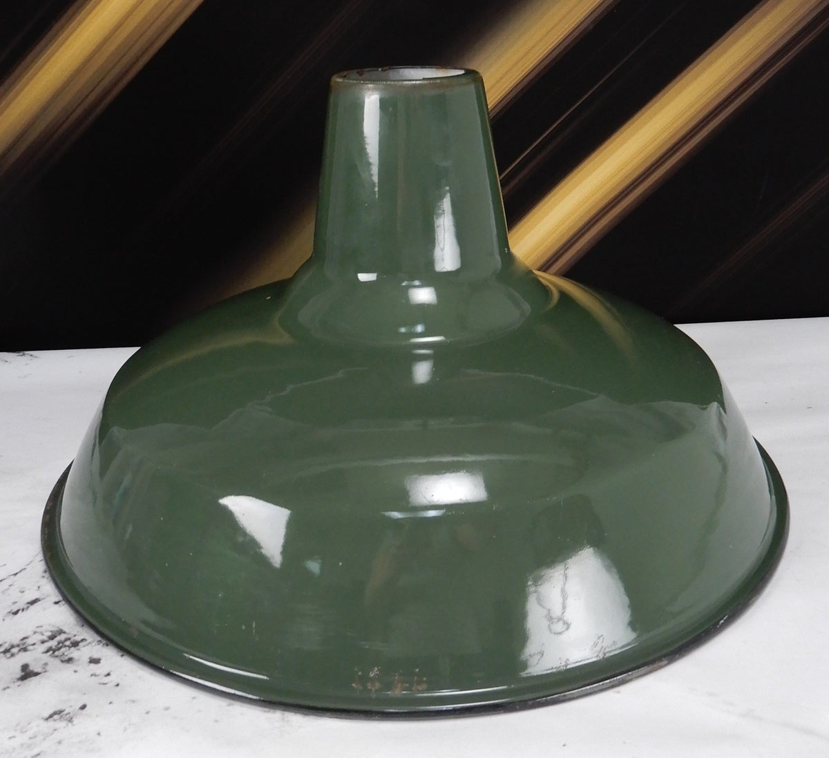 Vtg Benjamin 14” Green Porcelain Enamel Barn Light Shade Industrial Farmhouse