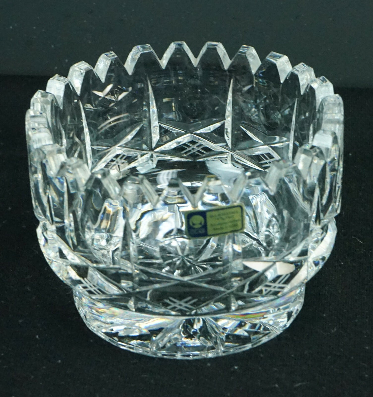 Lausitzer Deep Cut Crystal 4.5" Round Bowl 4.5" Tall Original Lausitzer Label