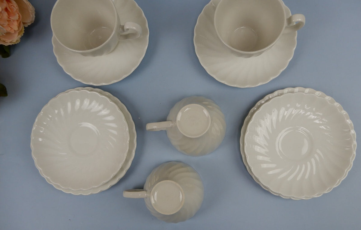 Vintage Set of 4 Johnson Bros 1K2 Regency White Cup,Saucer,Dessert Plate