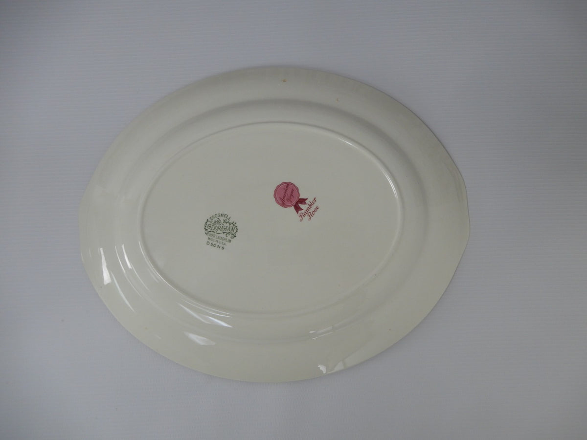 Vtg. Homer Laughlin Eggshell Georgian Rambler Rose Platter, Bowl,Sugar & Creamer