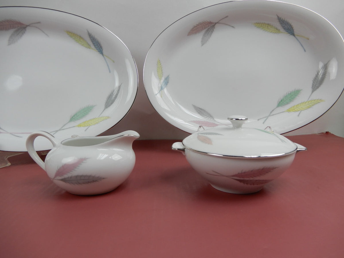 Set of 2 Platters, Sugar Bowl and Creamer L & M China "DELICE" Pattern
