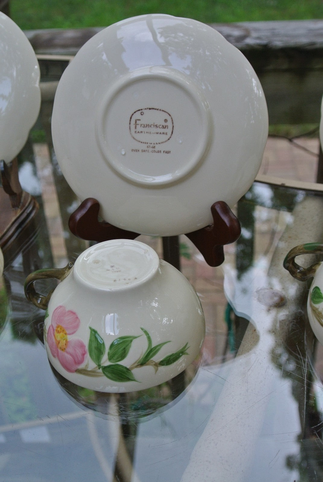 Vintage Franciscan Dessert Rose 4 cups 4 saucers With "TV Stamp " A2