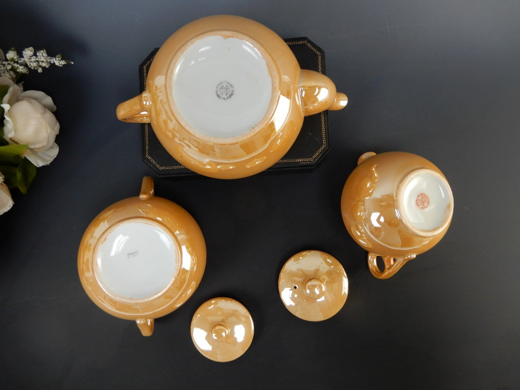 Vintage Japanese Vintage TT Takito Lusterware Tea Pot,Sugar and Creamer