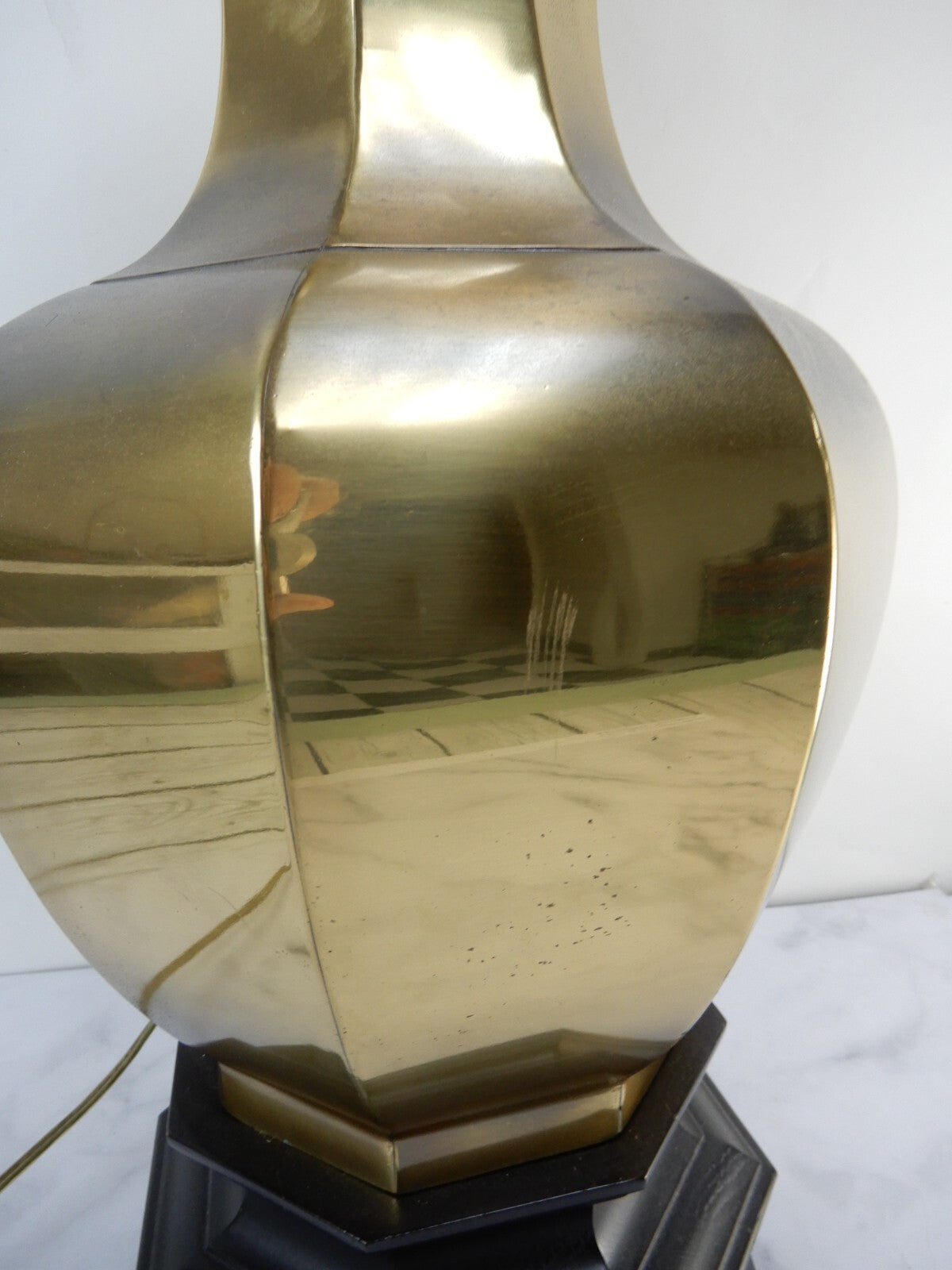 Vintage Rembrandt Lamp Co. Brass Octagon Ginger Jar Table Lamp 31-1/2" High