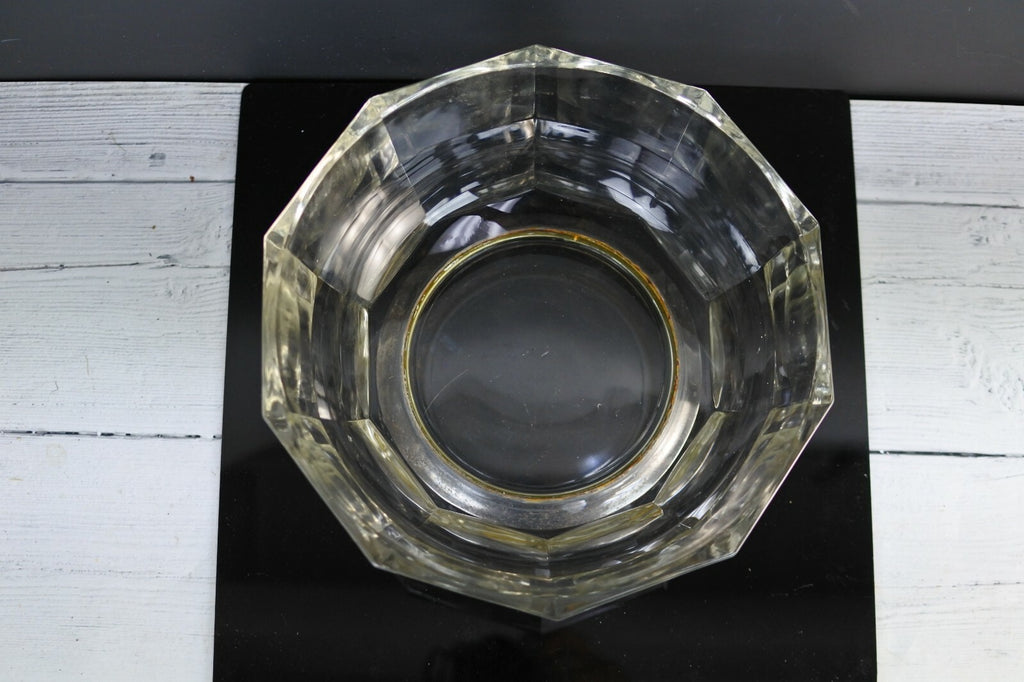 Godinger Crystal /Silver Plate Base Glass Bowl Made in Italy Geometric  Decor