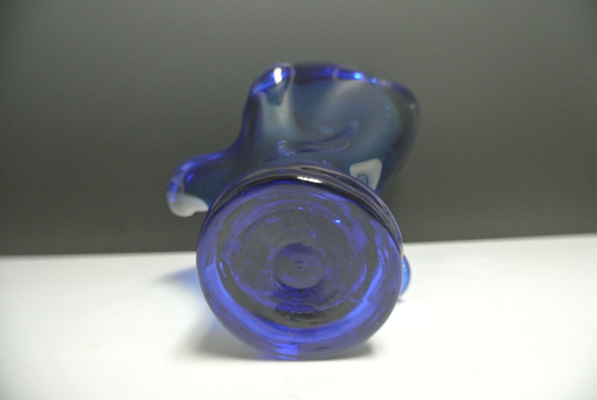 Wonderful Beautiful Vintage Cobalt Blue Glass Handkerchief Vase