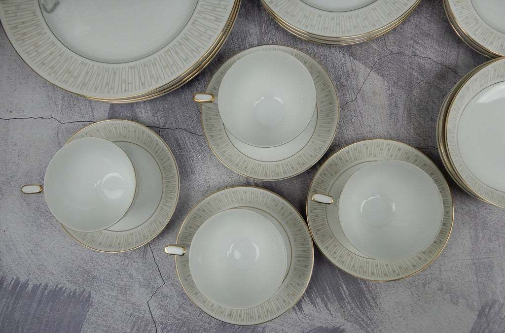 24 Piece Mikado Malay Gold & Gray 6 Piece Place Setting China Service for 4
