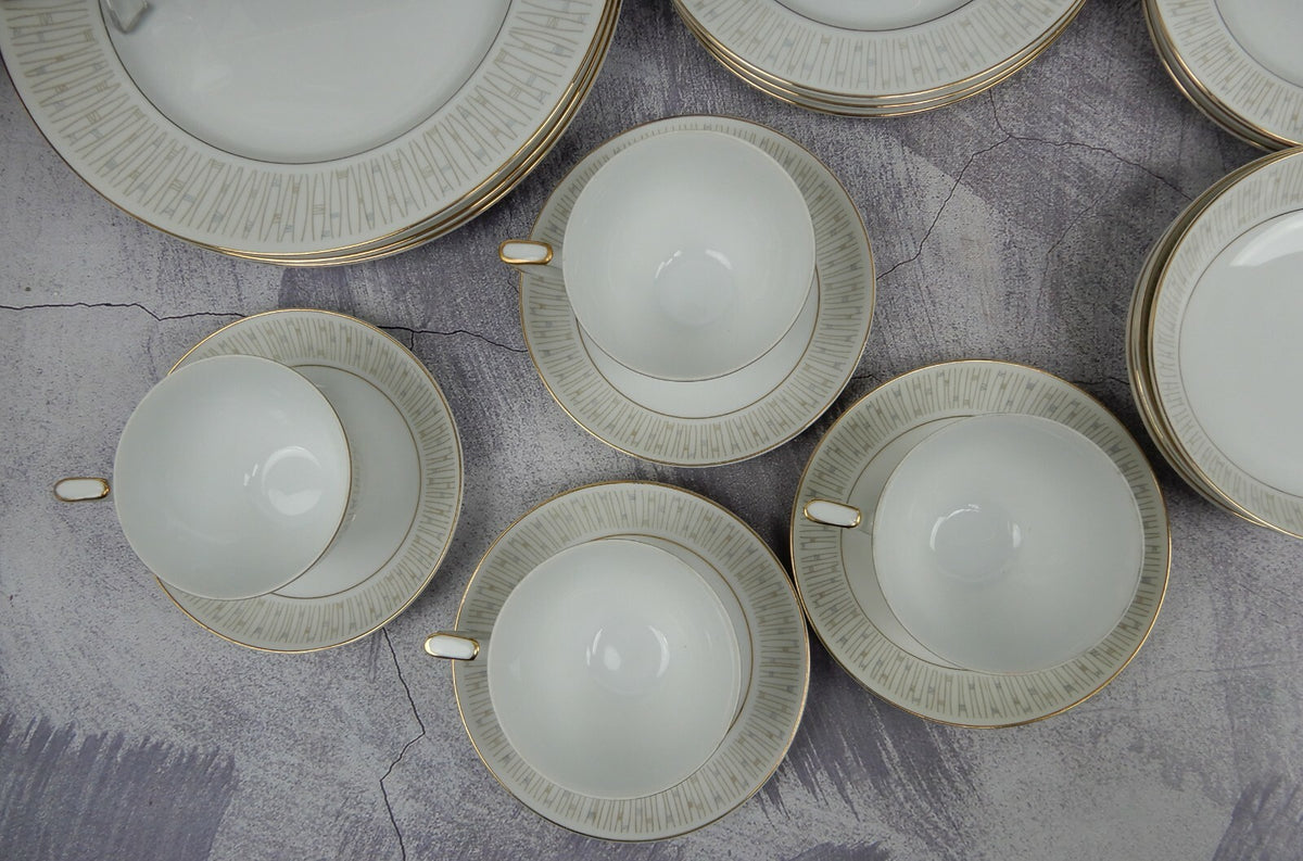 24 Piece Mikado Malay Gold & Gray 6 Piece Place Setting China Service for 4
