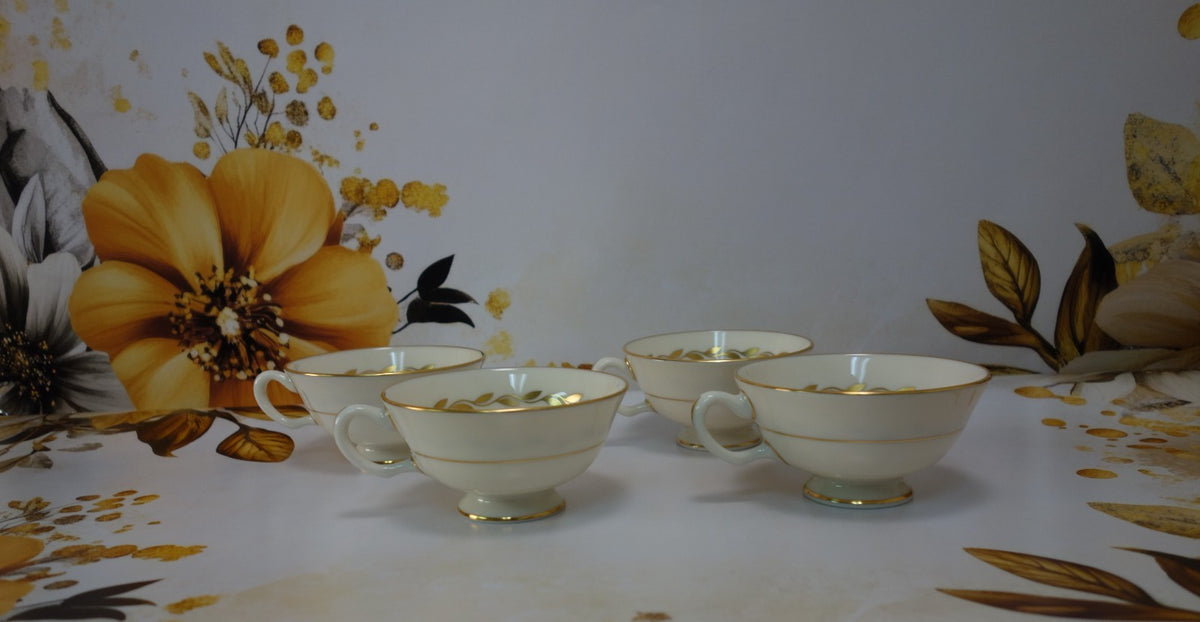 Set of Four Lenox Golden Wreath 0-313 Orphan Cups