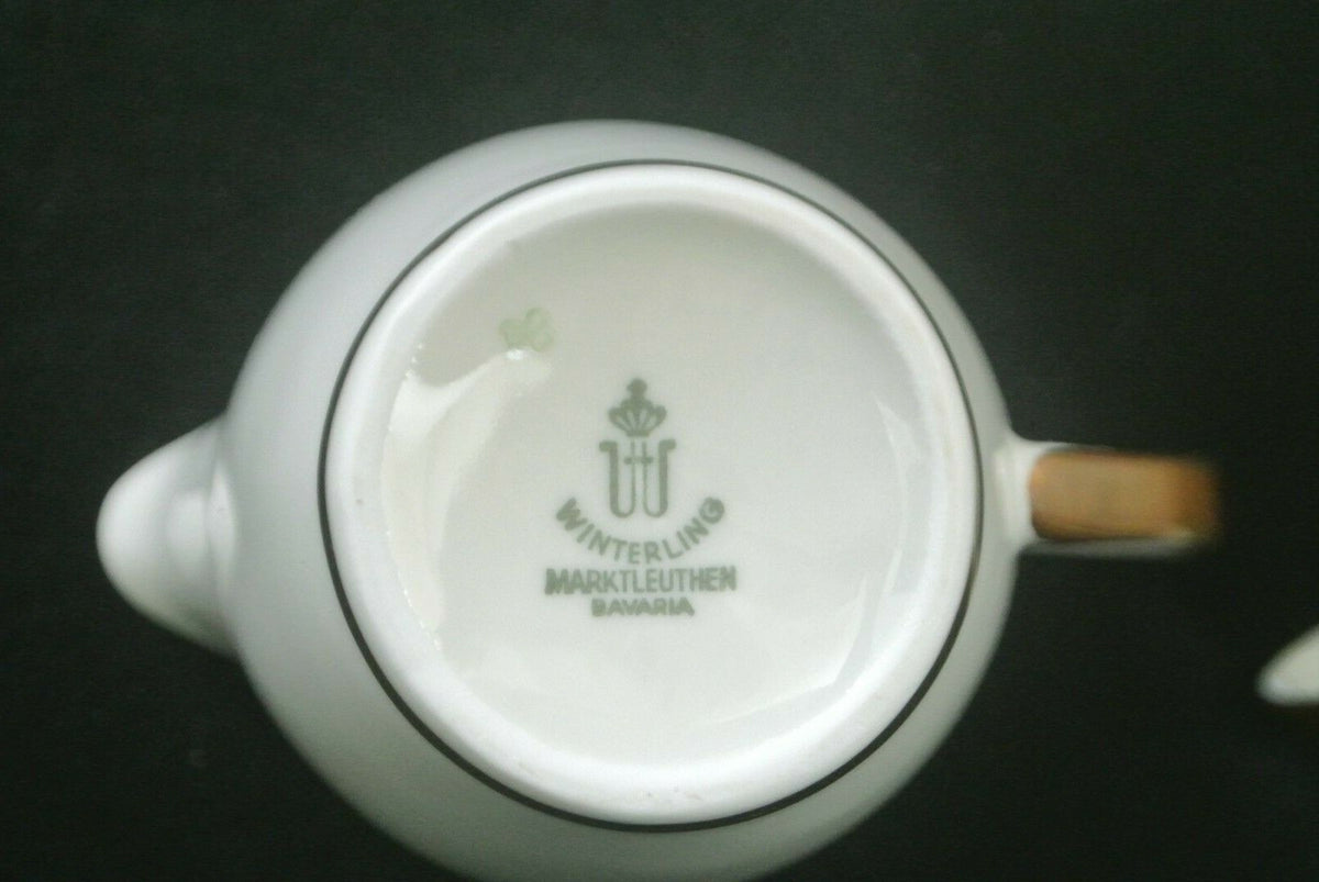 Vtge Winterling Marktleuthen Bavaria Creamer and Sugar Bowl Cream Color Gold Rim