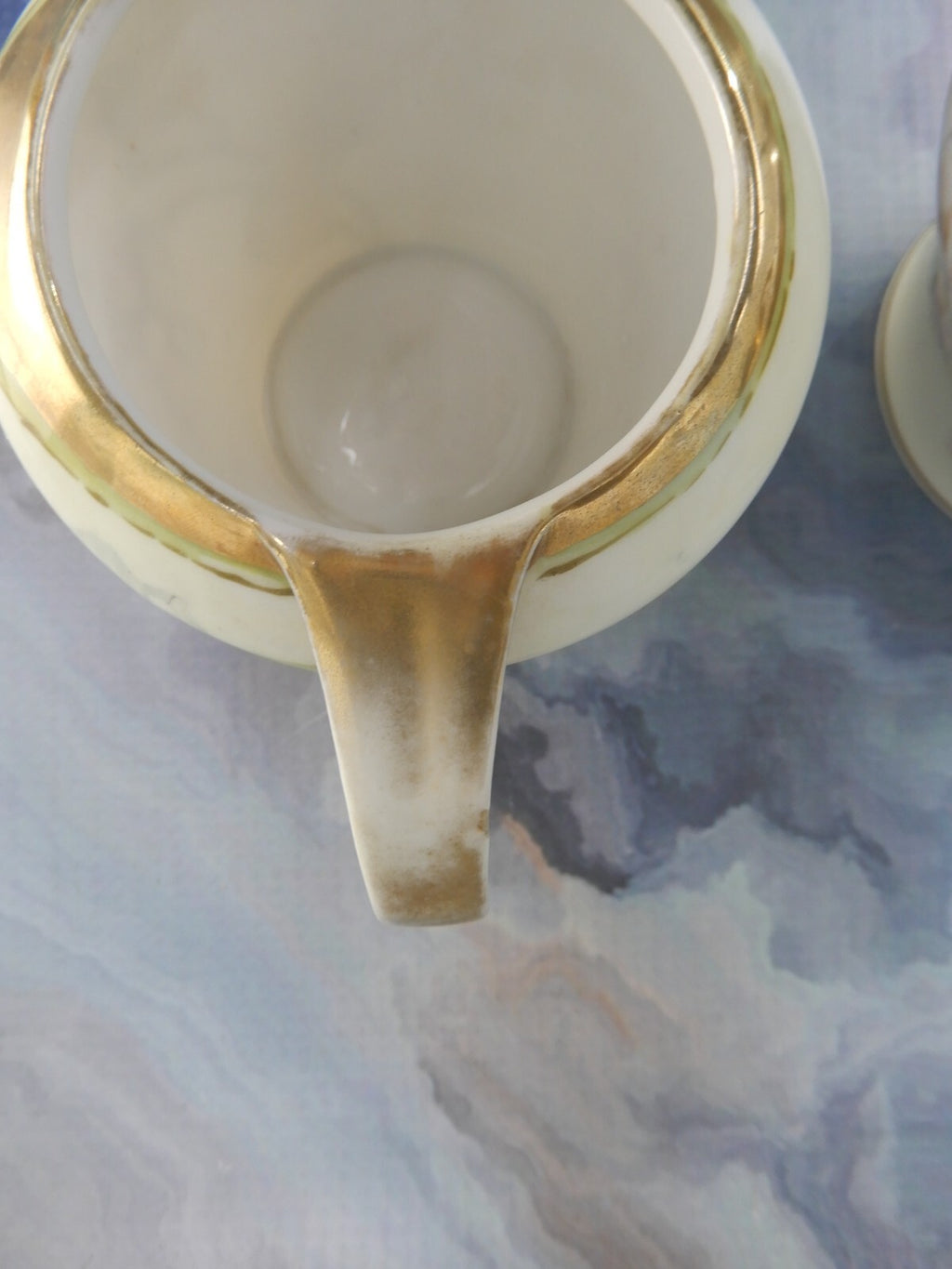 RS Germany Hand Painted Porcelain Sugar Bowl and Creamer Signed By The Artist