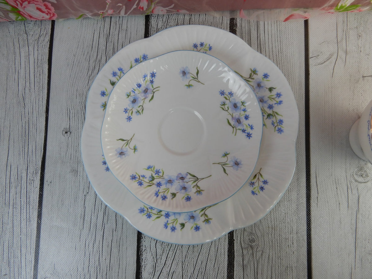 Shelley Blue Rock Trio Cup, Saucer and Dessert Plate Cambridge Shape English