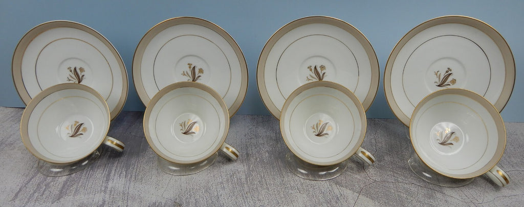 Set of 4 NORITAKE China AVON 5531 Pattern Tea/Coffee Cups and Saucers