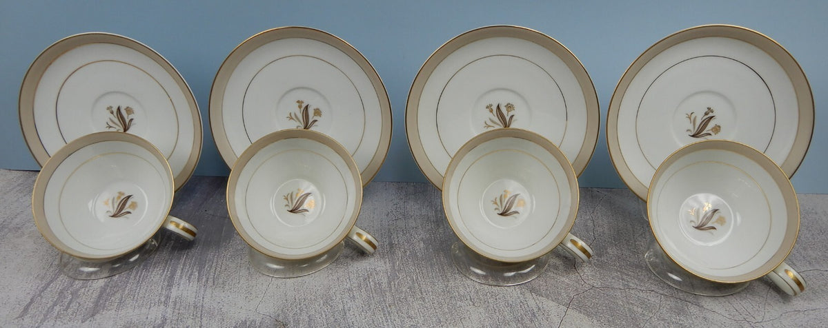 Set of 4 NORITAKE China AVON 5531 Pattern Tea/Coffee Cups and Saucers