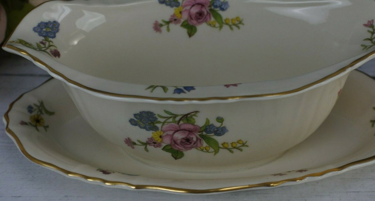 Vintage Federal Syracuse Gravy Boat And Oval Serving "Portland" Pattern China