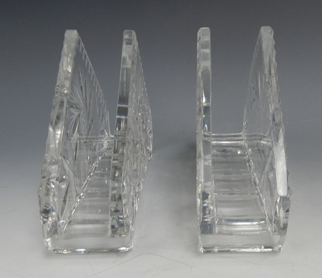 Two Bohemia 24% Lead Napkin Holders Made in Czechoslovakia Hand Cut