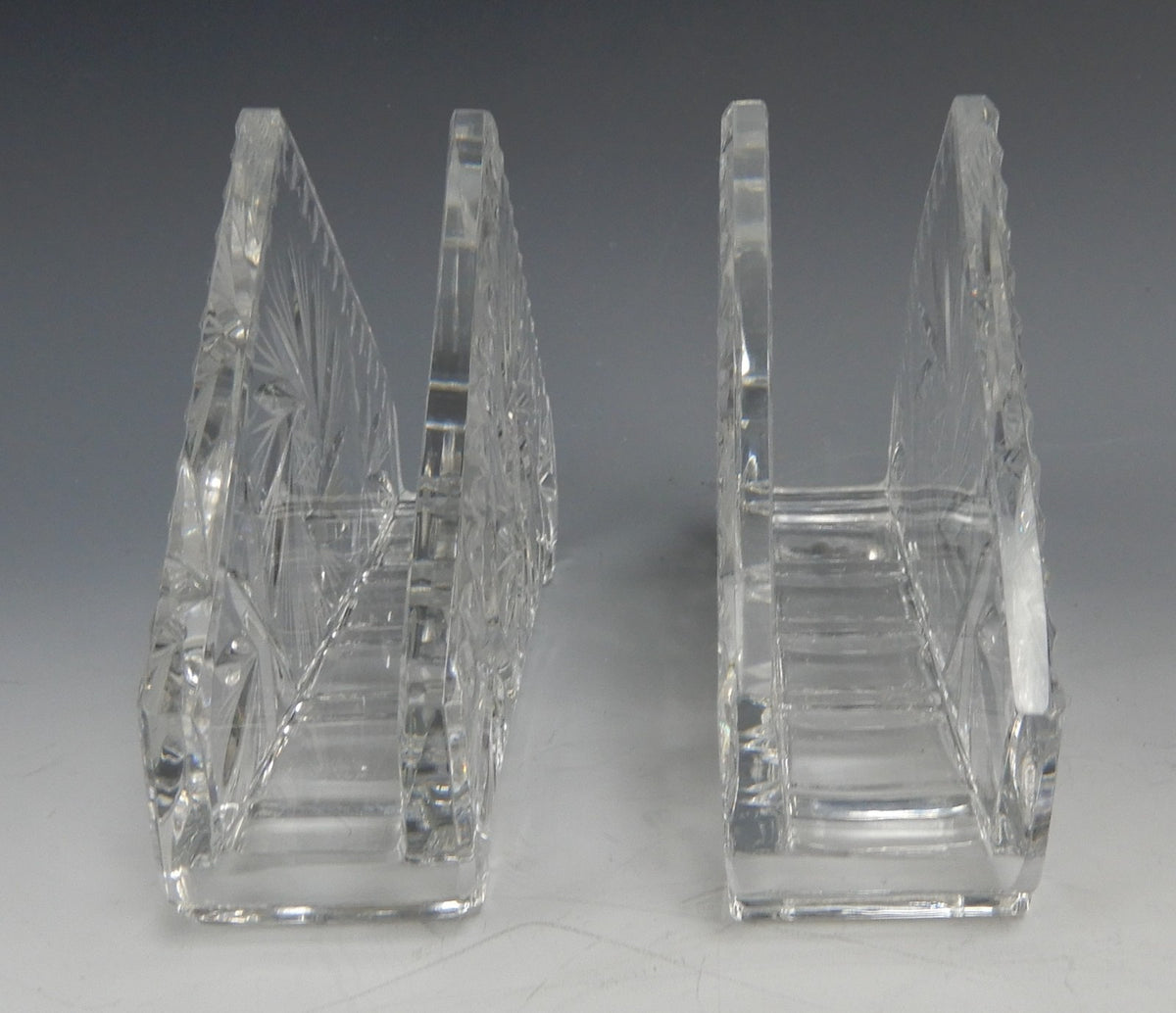 Two Bohemia 24% Lead Napkin Holders Made in Czechoslovakia Hand Cut
