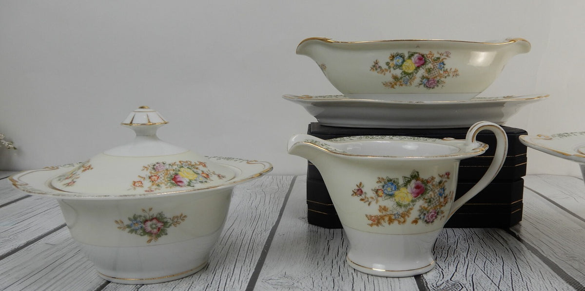 Regal China Japan w/ Imperfections Gravy Bowl ,Creamer,Sugar Bowl & Lidded Bowl