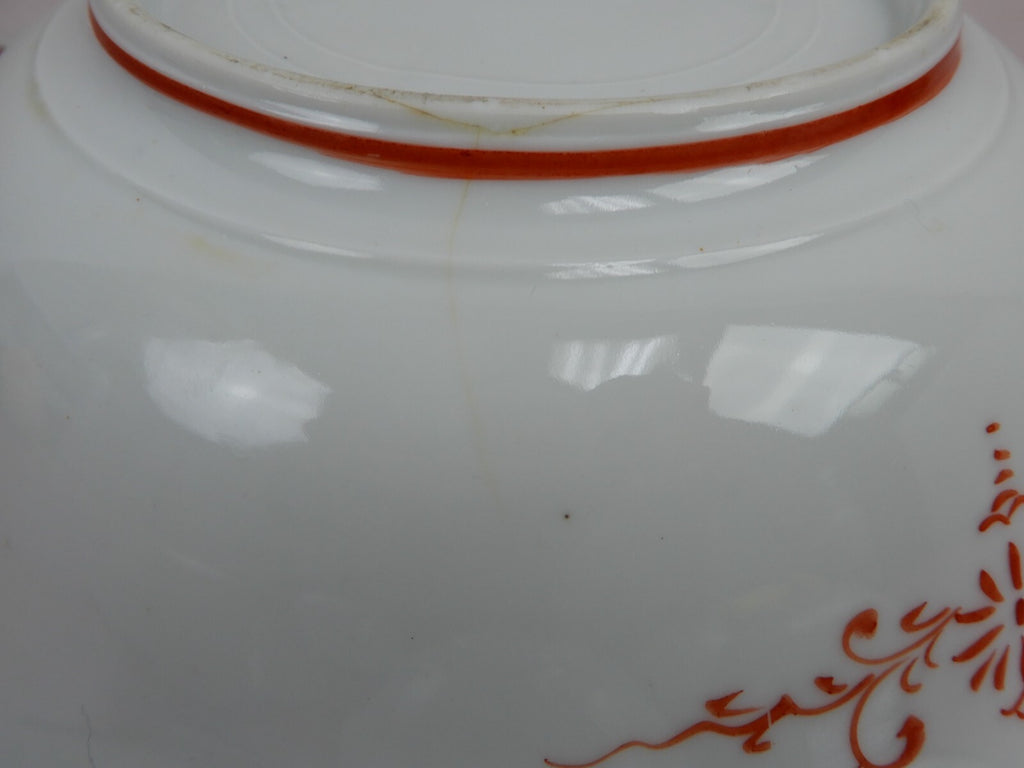 Geisha Girl Embossed Hand-Painted Japan Porcelain Bowl and 6 Berry Bowls Set